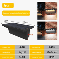 Lot de 2 Lampes Solaires Extérieures 5 LED Étanche Intelligentes -