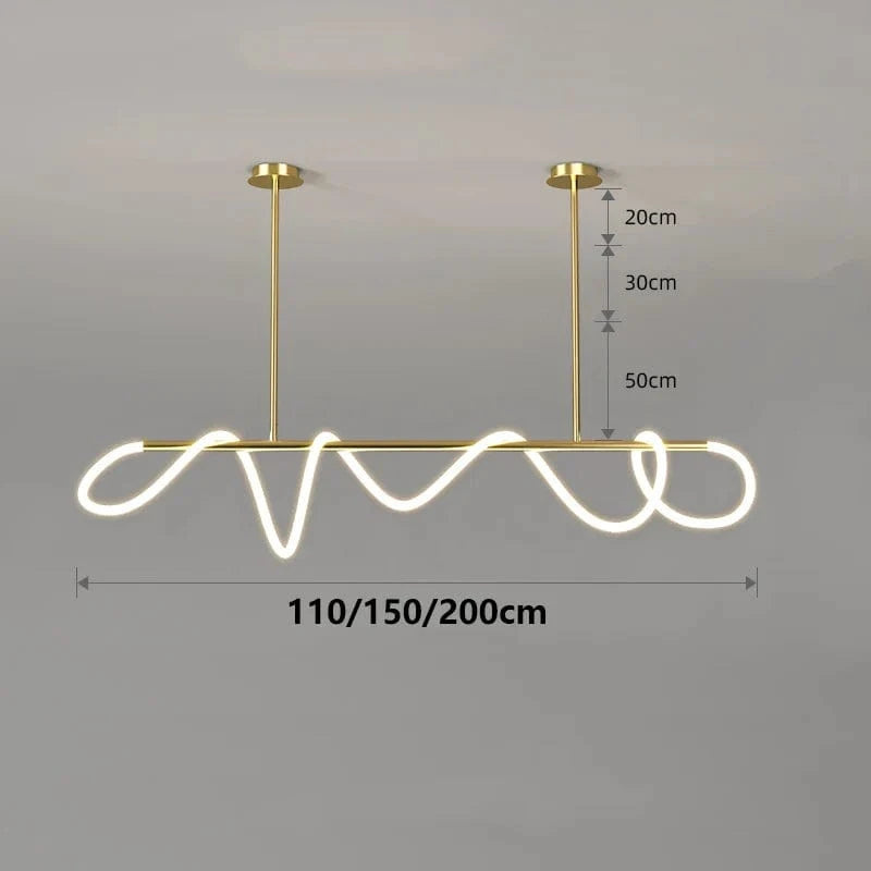 Lumières LED modernes pour la maison: Lampes suspendues design pour salon et salle à manger | Marco Lucetti Cercle doré / Longueur 110cm / Blanc froid