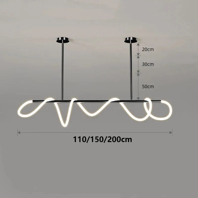Lumières LED modernes pour la maison: Lampes suspendues design pour salon et salle à manger | Marco Lucetti Cercle noir / Longueur 110cm / Blanc froid