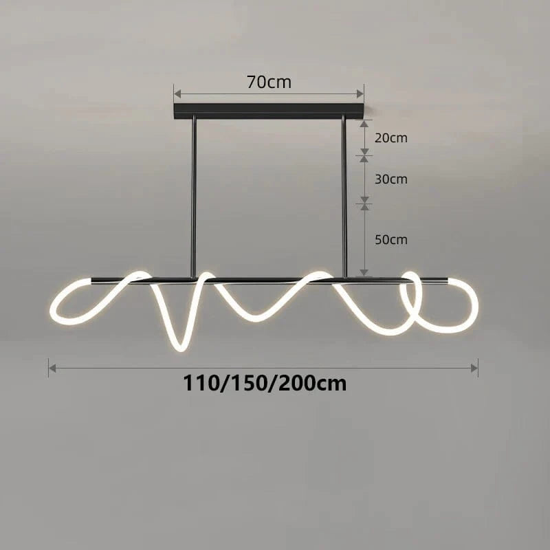 Lumières LED modernes pour la maison: Lampes suspendues design pour salon et salle à manger | Marco Lucetti Noir long / Longueur 110cm / Blanc froid