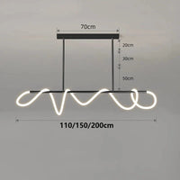 Lumières LED modernes pour la maison: Lampes suspendues design pour salon et salle à manger | Marco Lucetti Noir long / Longueur 110cm / Blanc froid