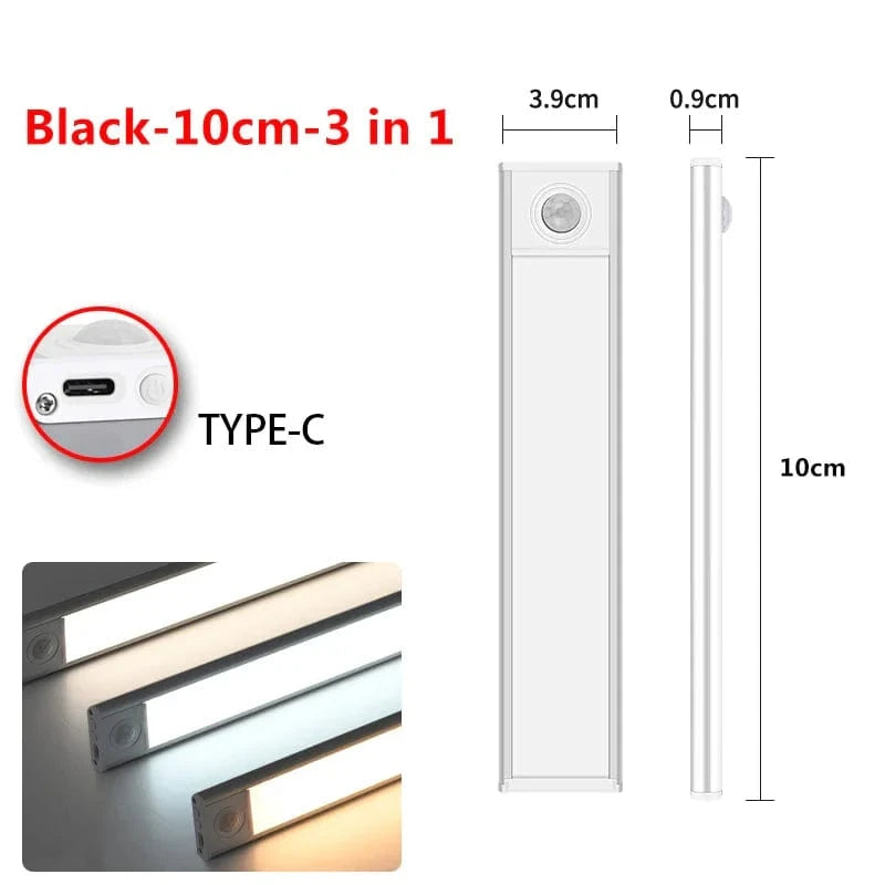 Lumières LED Ultra Slim avec capteur de mouvement | Marco Lucetti Argent-10cm-3 en 1 / 3 couleurs dans une lampe