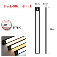 Lumières LED Ultra Slim avec capteur de mouvement | Marco Lucetti Noir-50cm-3 en 1 / 3 couleurs dans une lampe