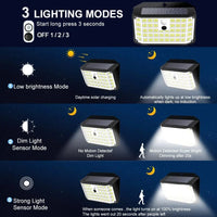 Lumières Solaires 176 LED d'Inondation avec Capteur de Mouvement IP65 - Lampe Murale pour l'Extérieur | Marco Lucetti