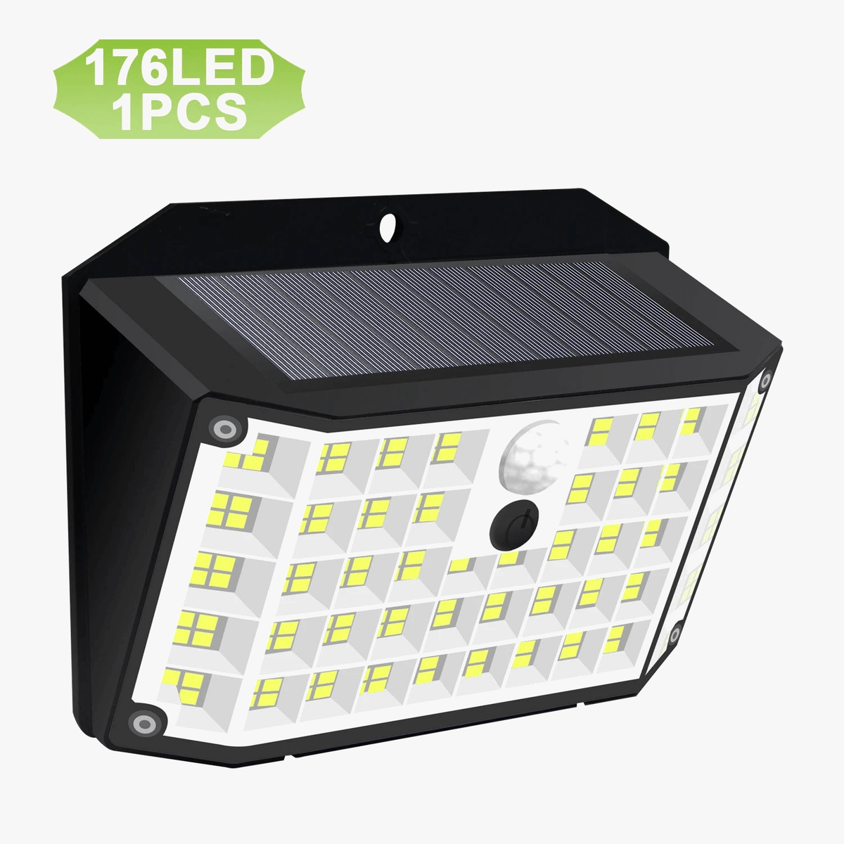 Lumières Solaires 176 LED d'Inondation avec Capteur de Mouvement IP65 - Lampe Murale pour l'Extérieur | Marco Lucetti
