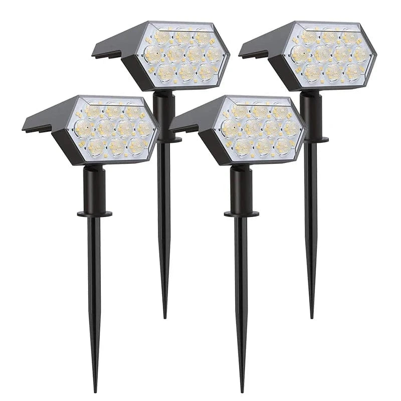 Lumières Solaires Extérieures LED - Éclairage Solaires - 2 en 1 pour Jardin | Marco Lucetti 4 pièces de lumière froide.
