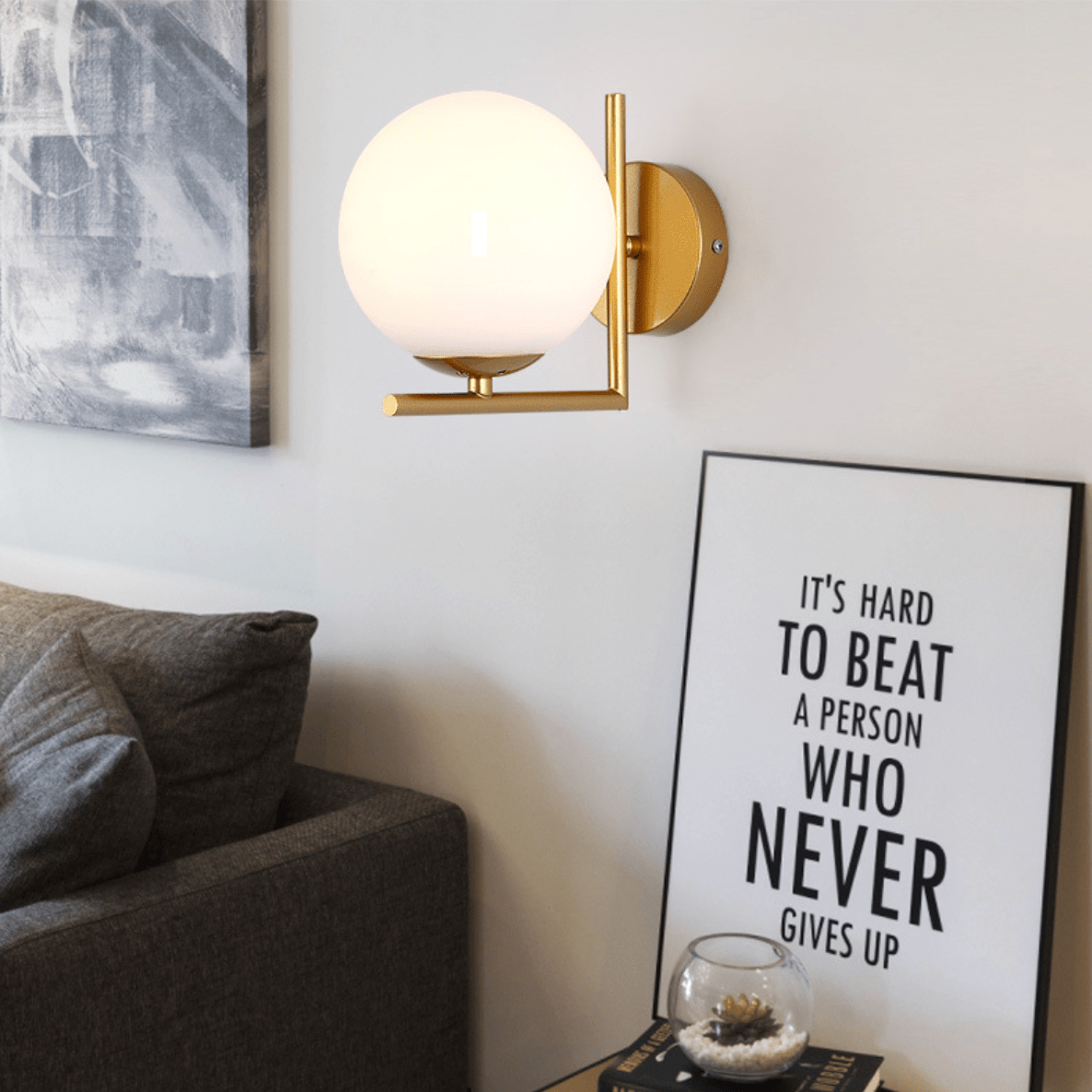 Luminaire contemporain avec boule en verre noir ou doré | Marco Lucetti