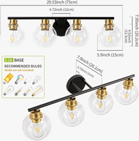 Luminaire industriel pour vanité de salle de bains avec applique murale miroir et abat-jour en verre | Marco Lucetti