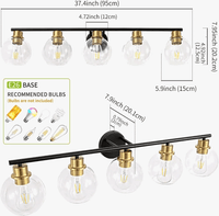Luminaire industriel pour vanité de salle de bains avec applique murale miroir et abat-jour en verre | Marco Lucetti