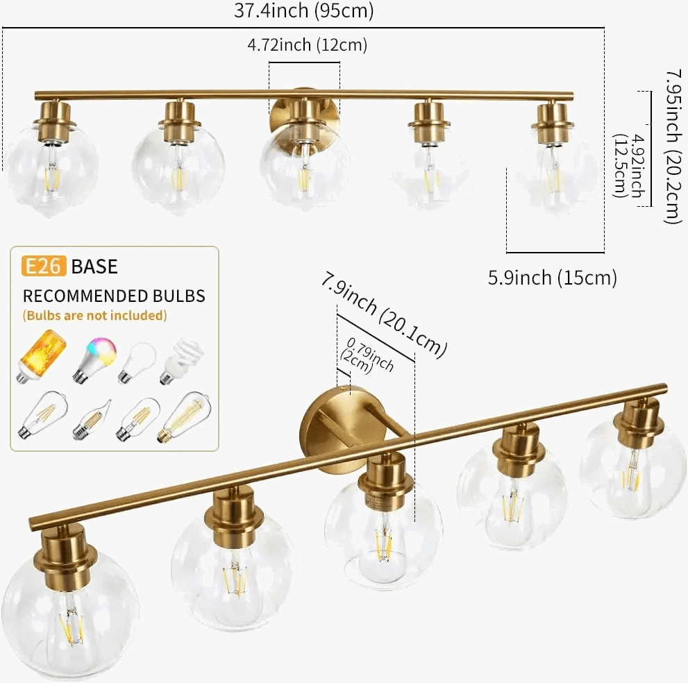 Luminaire industriel pour vanité de salle de bains avec applique murale miroir et abat-jour en verre | Marco Lucetti