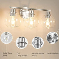 Luminaire industriel pour vanité de salle de bains avec applique murale miroir et abat-jour en verre | Marco Lucetti