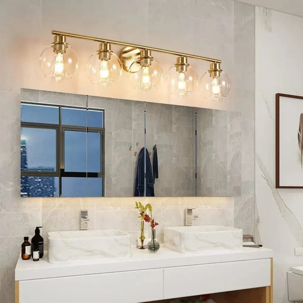 Luminaire industriel pour vanité de salle de bains avec applique murale miroir et abat-jour en verre | Marco Lucetti