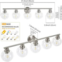 Luminaire industriel pour vanité de salle de bains avec applique murale miroir et abat-jour en verre | Marco Lucetti Chorme 5 lumières