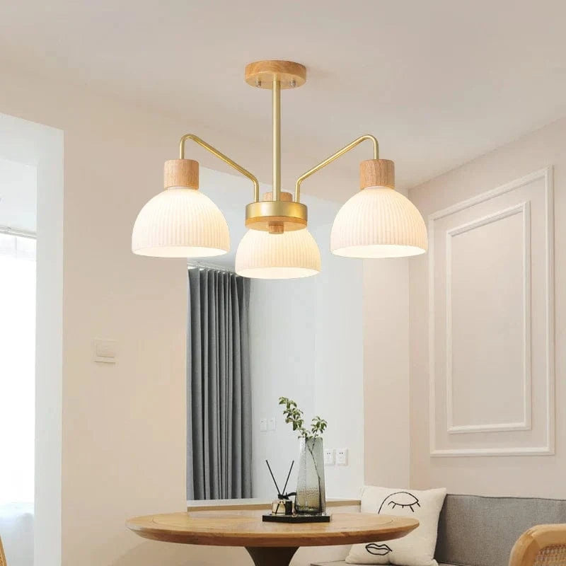 Luminaire LED en verre et bois pour chambre : style nordique minimaliste | Marco Lucetti