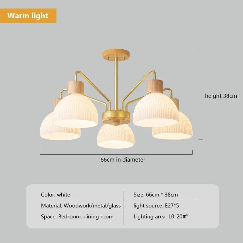 Luminaire LED en verre et bois pour chambre : style nordique minimaliste | Marco Lucetti CL113 Lumière Chaude 5H