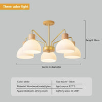 Luminaire LED en verre et bois pour chambre : style nordique minimaliste | Marco Lucetti CL113 Tricolore 5H