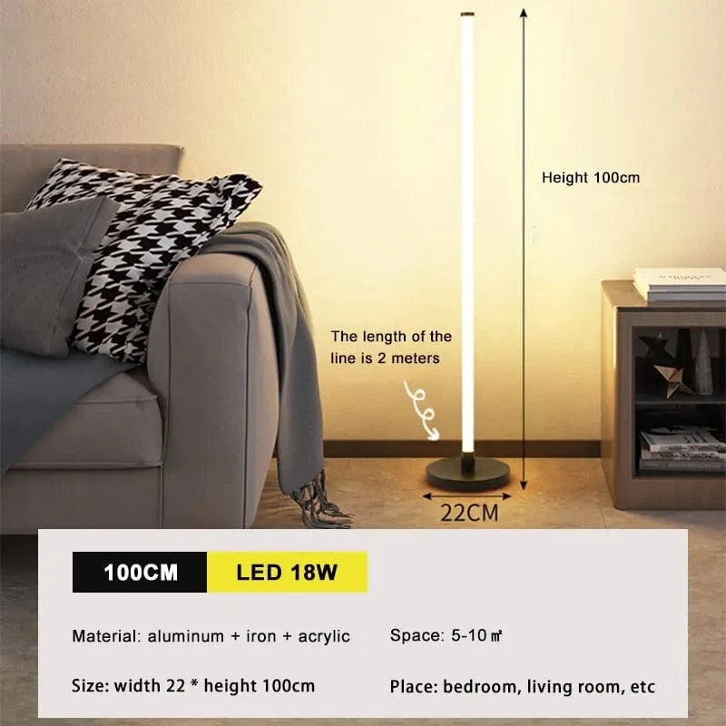 Luminaire LED moderne longue bande lumineuse "Brillance Verticale" | Marco Lucetti 023FL077 100cm / Prise américaine / Blanc chaud