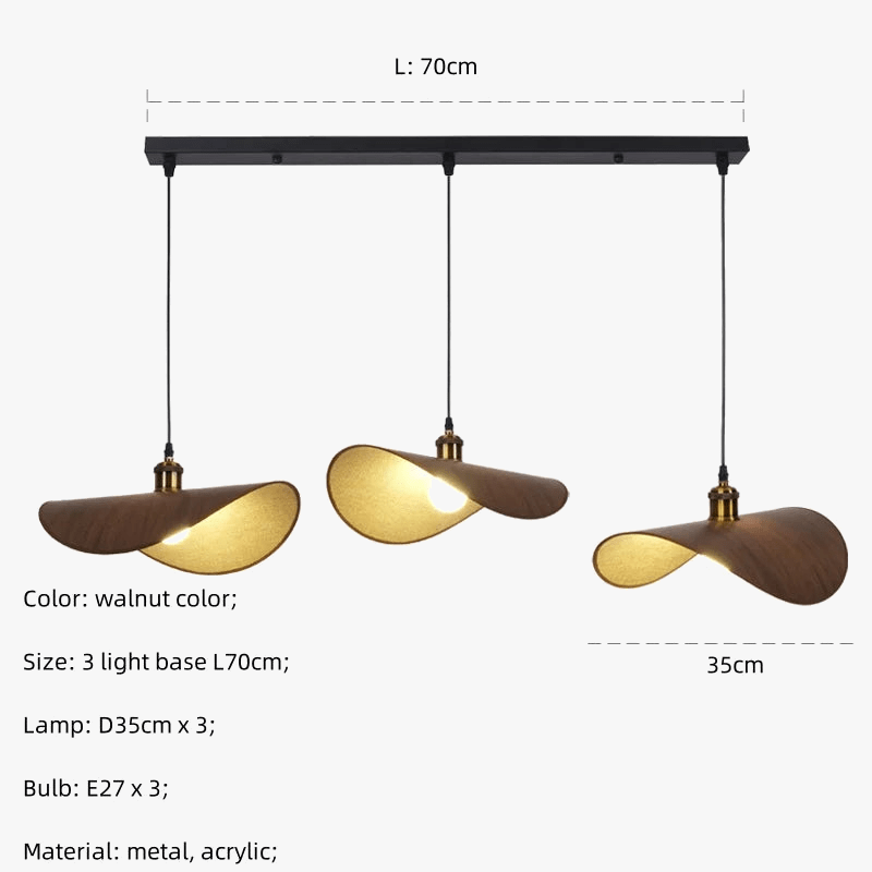 Luminaire LED suspendu nordique rétro en forme de chapeau - Wabi Sabi Minimalisme | Marco Lucetti