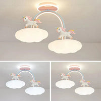 Luminaire Licorne Lumière : Plafonnier Enfant LED avec Télécommande nuage princesse rose complet | Marco Lucetti