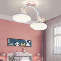 Luminaire Licorne Lumière : Plafonnier Enfant LED avec Télécommande nuage princesse rose complet | Marco Lucetti