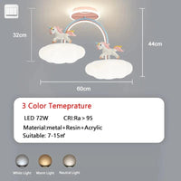 Luminaire Licorne Lumière : Plafonnier Enfant LED avec Télécommande nuage princesse rose complet | Marco Lucetti 3 Température de couleur