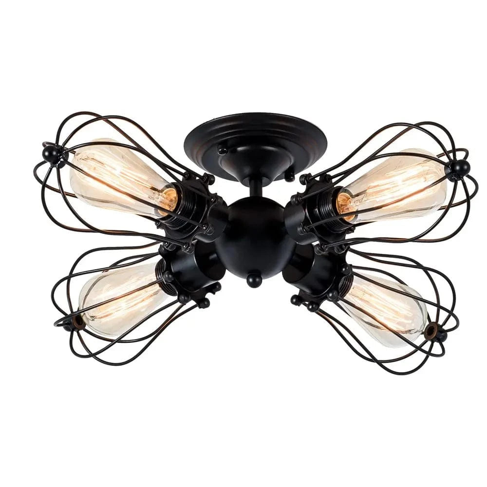 Luminaire Loft Cage Noir en LED | Marco Lucetti Noir 4 têtes