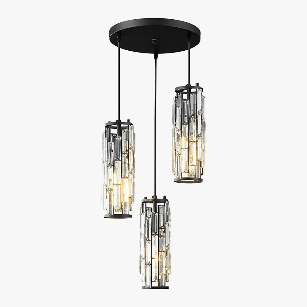 Luminaire moderne à mini lustres en cristal pour îlot de cuisine salle à manger chambre - Noir/Chrome - 3 lumières | Marco Lucetti