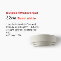 Luminaire mural en ciment LED étanche IP65 - Villa de jardin - 110V/220V - Design moderne - Applique murale lunaire circulaire Jardin/Porche | Marco Lucetti