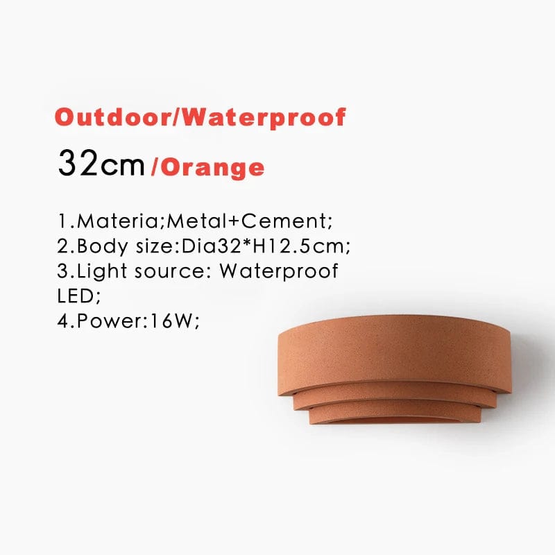 Luminaire mural en ciment LED étanche IP65 - Villa de jardin - 110V/220V - Design moderne - Applique murale lunaire circulaire Jardin/Porche | Marco Lucetti