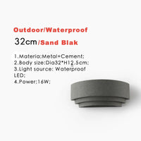 Luminaire mural en ciment LED étanche IP65 - Villa de jardin - 110V/220V - Design moderne - Applique murale lunaire circulaire Jardin/Porche | Marco Lucetti