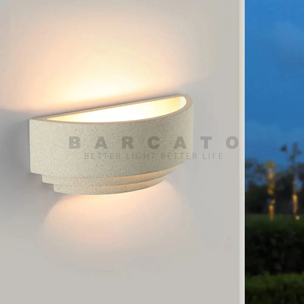 Luminaire mural en ciment LED étanche IP65 - Villa de jardin - 110V/220V - Design moderne - Applique murale lunaire circulaire Jardin/Porche | Marco Lucetti