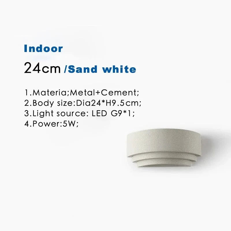 Luminaire mural en ciment LED étanche IP65 - Villa de jardin - 110V/220V - Design moderne - Applique murale lunaire circulaire Jardin/Porche | Marco Lucetti Intérieur blanc / Blanc naturel