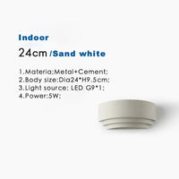 Luminaire mural en ciment LED étanche IP65 - Villa de jardin - 110V/220V - Design moderne - Applique murale lunaire circulaire Jardin/Porche | Marco Lucetti Intérieur blanc / Blanc naturel