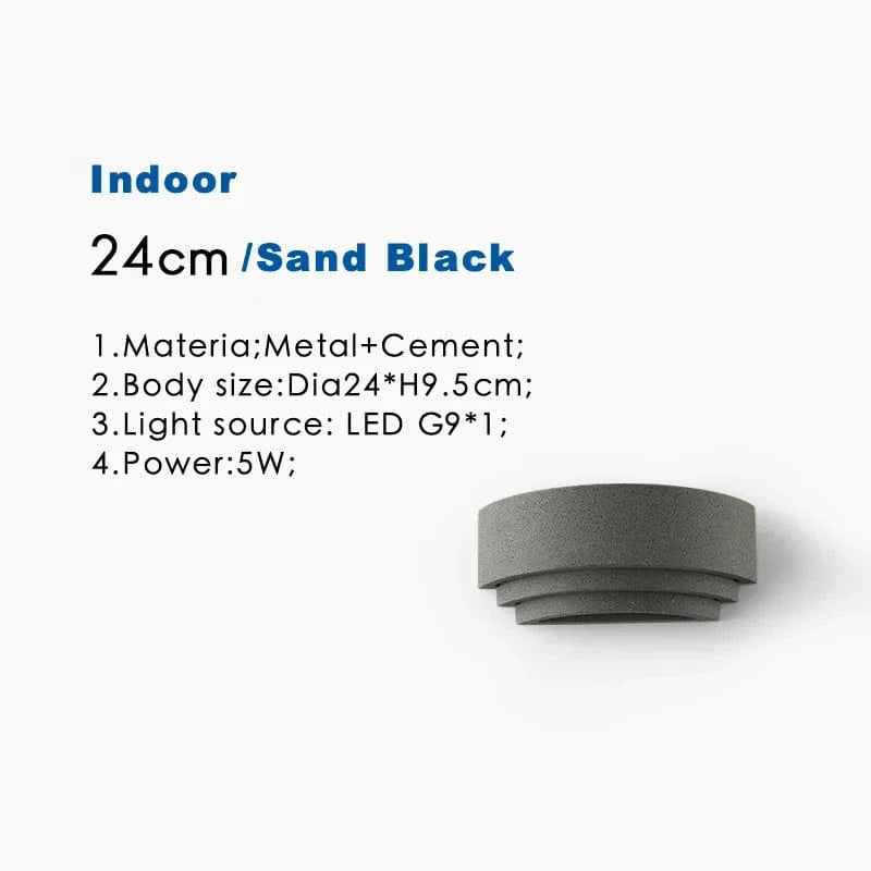 Luminaire mural en ciment LED étanche IP65 - Villa de jardin - 110V/220V - Design moderne - Applique murale lunaire circulaire Jardin/Porche | Marco Lucetti Intérieur noir / Blanc chaud