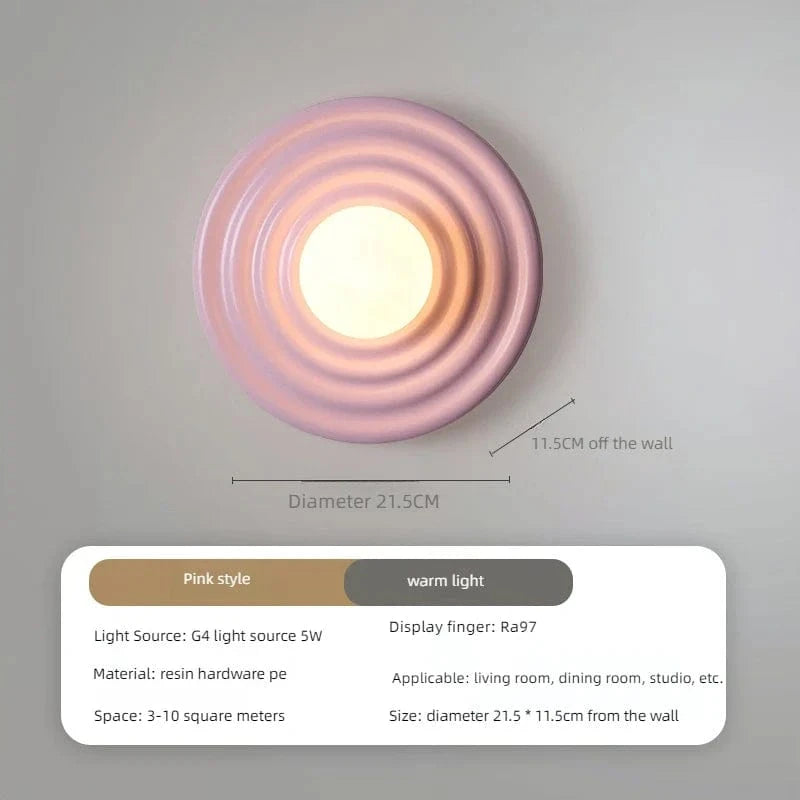 Luminaire mural LED rétro en résine style japonais | Marco Lucetti Rose / Lumière 3 couleurs