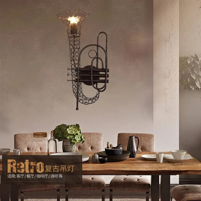Luminaire Murale Fontaine Fer Loft Américain Vintage | Marco Lucetti Noir