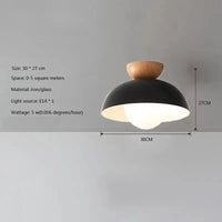 Luminaire nordique en bois pour la décoration d'intérieur | Marco Lucetti PL596 B Noir 30CM / Sans ampoule