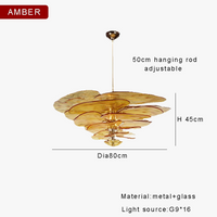 Lustre rétro led de luxe en verre coloré