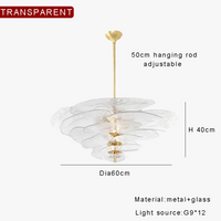 Lustre rétro led de luxe en verre coloré