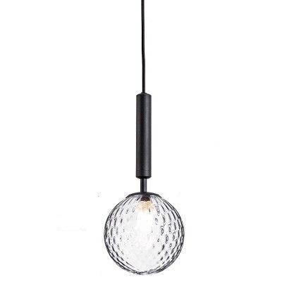 Luminaire suspendu en verre avec LED et support cylindrique | Marco Lucetti B - Noir