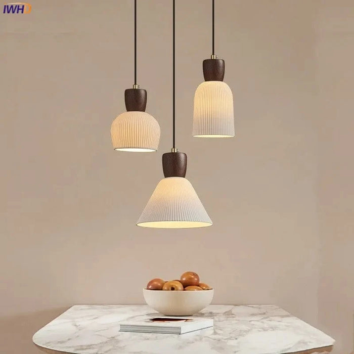 Luminaire Suspendu LED en Noyer Céramique Style Nordique Japonais iwhd | Marco Lucetti
