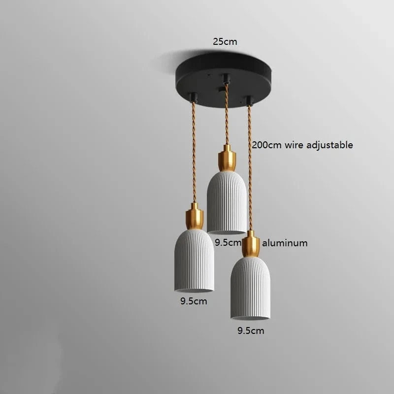 Luminaire Suspendu LED en Noyer Céramique Style Nordique Japonais iwhd | Marco Lucetti 3 têtes 1 / 4W (Max100W)