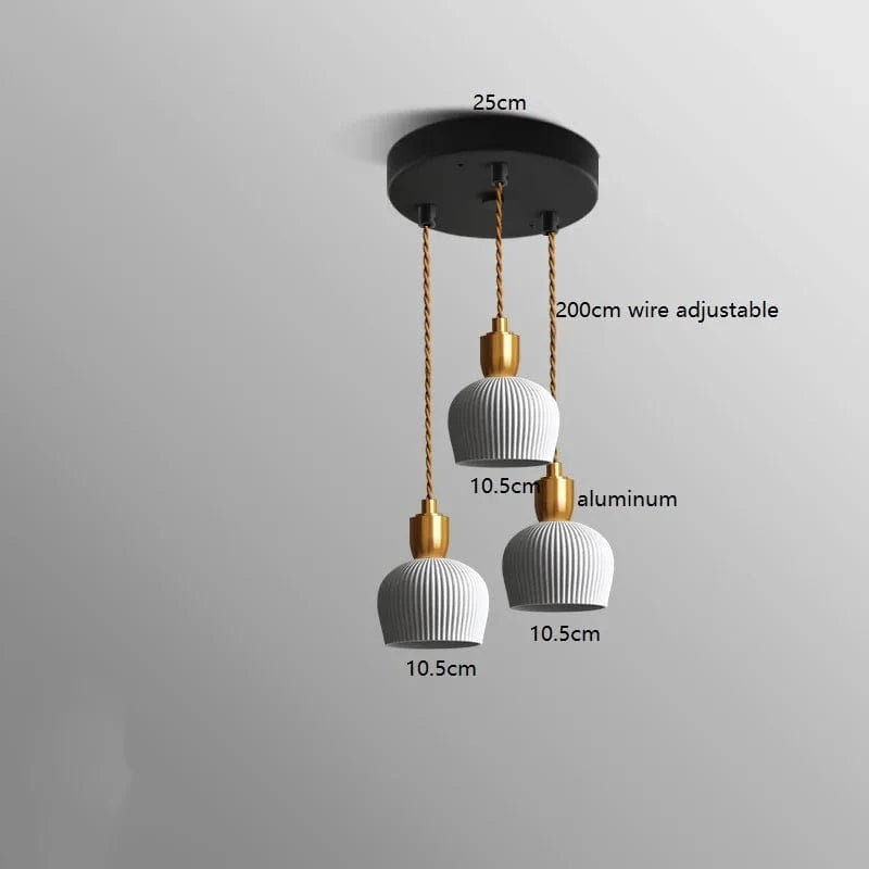 Luminaire Suspendu LED en Noyer Céramique Style Nordique Japonais iwhd | Marco Lucetti 3 têtes 3 / 4W (Max100W)
