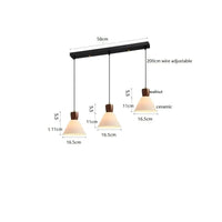 Luminaire Suspendu LED en Noyer Céramique Style Nordique Japonais iwhd | Marco Lucetti 3 têtes 5 / 4W (Max100W)