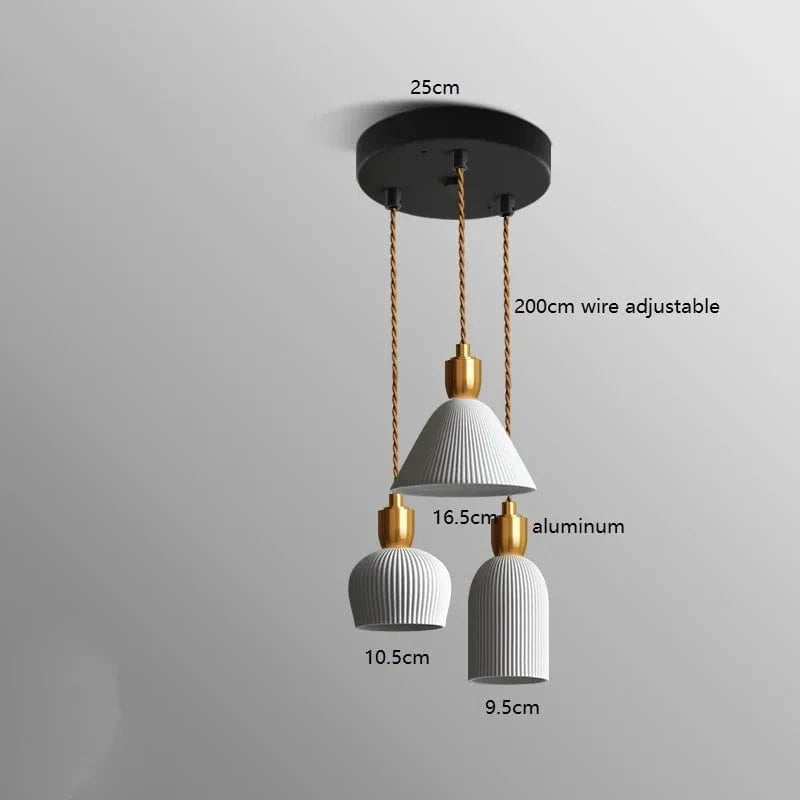 Luminaire Suspendu LED en Noyer Céramique Style Nordique Japonais iwhd | Marco Lucetti 3 têtes 6 / 4W (Max100W)