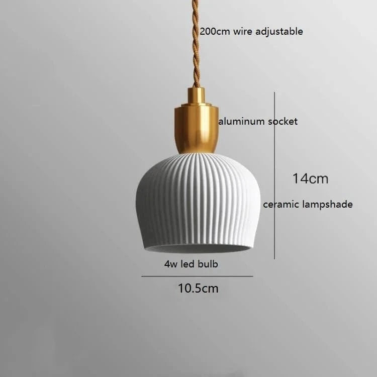 Luminaire Suspendu LED en Noyer Céramique Style Nordique Japonais iwhd | Marco Lucetti Céramique Blanche 2 / 4W (Max100W)