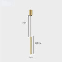 Luminaire Suspendu Long Tube LED Moderne | Marco Lucetti 1 tête en or / Blanc chaud