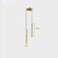 Luminaire Suspendu Long Tube LED Moderne | Marco Lucetti 2 têtes en or / Blanc chaud