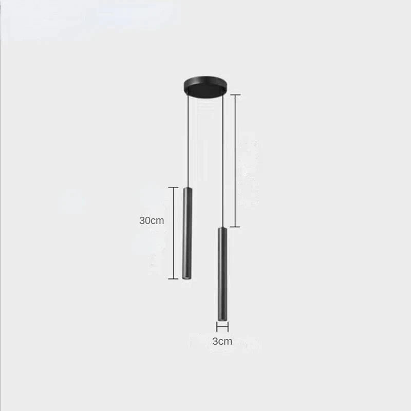 Luminaire Suspendu Long Tube LED Moderne | Marco Lucetti 2 têtes noires / Blanc chaud
