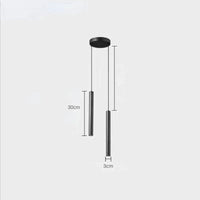 Luminaire Suspendu Long Tube LED Moderne | Marco Lucetti 2 têtes noires / Blanc chaud